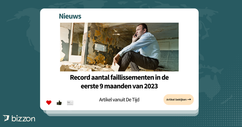 Afbeelding van een nieuwsartikel met de titel Faillissementen breken alle records in Vlaanderen